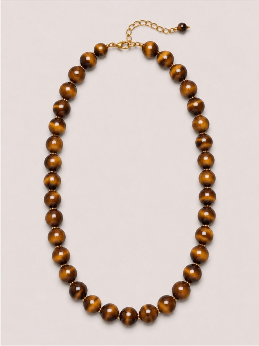 New! Tigers Eye Brown 10mm Natural Stone Beaded Necklace NWOT